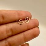 گوشواره میخی دو قلب