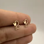 گوشواره میخی پروانه و قلب