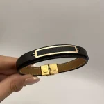 دستبند چرم طرح مستطیل تو خالی