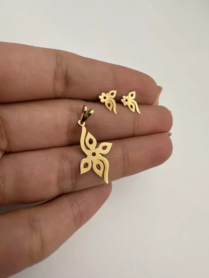 نیم ست لیزری طرح گل و برگ
