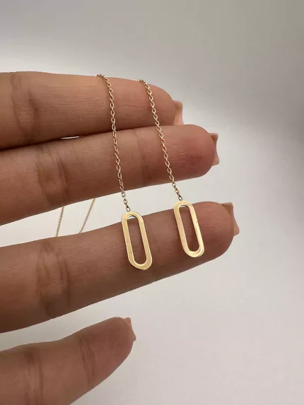 گوشواره بخیه ای طرح بیضی تو خالی