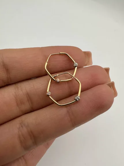 گوشواره پروفیلی شش ضلعی و گوی