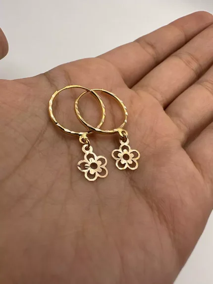 گوشواره حلقه ای آویز گل