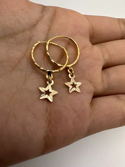 گوشواره حلقه ای آویز ستاره