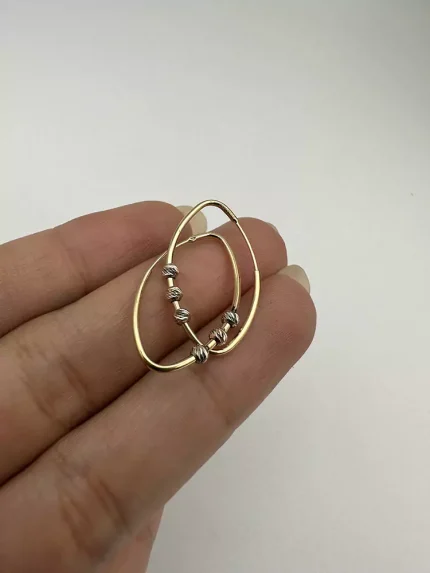 گوشواره بیضی سه گوی دو رنگ