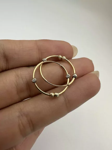 گوشواره حلقه ای چهار گوی دو رنگ