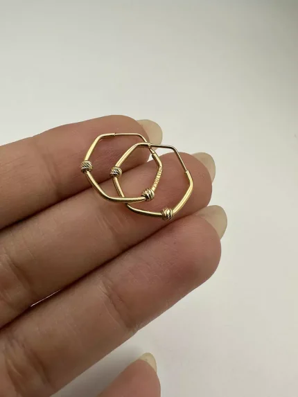 گوشواره شش ضلعی دو گوی تک رنگ