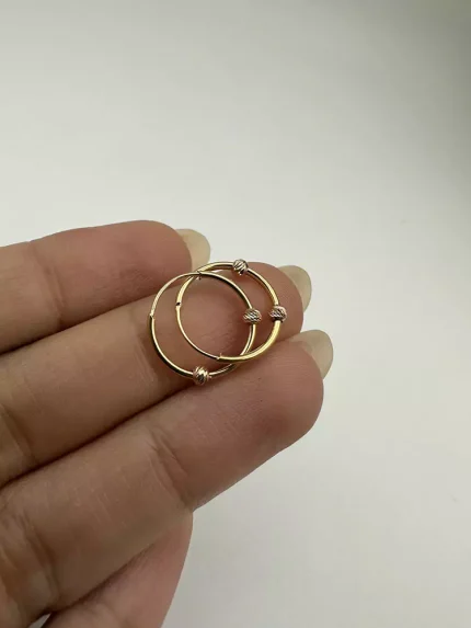 گوشواره حلقه ای دو گوی تک رنگ