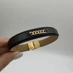 دستبند چرم تیکه کارتیه مشکی کد A