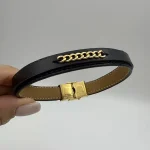 دستبند چرم تیکه کارتیه مشکی کد C