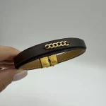 دستبند چرم تیکه کارتیه قهوه ای کد A