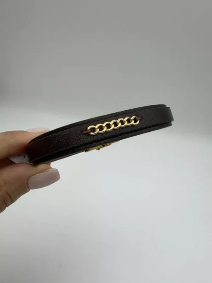 دستبند چرم تیکه کارتیه قهوه ای کد B