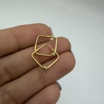 گوشواره مربع پروفیلی تک گوی زرد