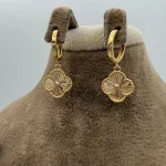 گوشواره حلقه ای اویز ونکلیف تراشدار متوسط