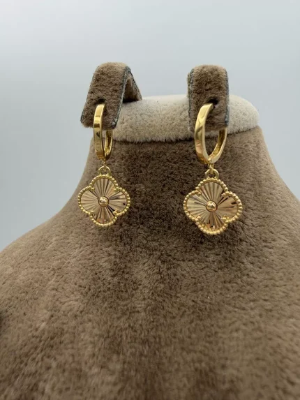 گوشواره حلقه ای اویز ونکلیف تراشدار متوسط