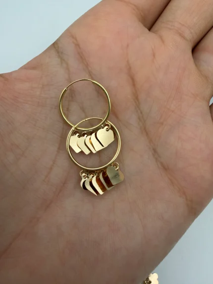 گوشواره حلقه ای آویز قلب